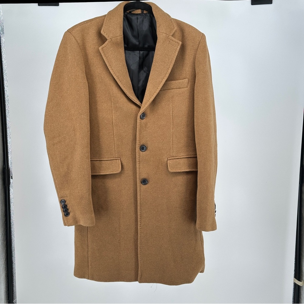Alcott Men's Camel Brown‎ Wool Blend Chester Coat Size 50 Single Breasted